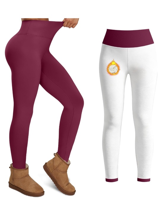 Pants - Thick Fleece Lined Leggings Tummy Control High Waisted Workout Thermal. Size L